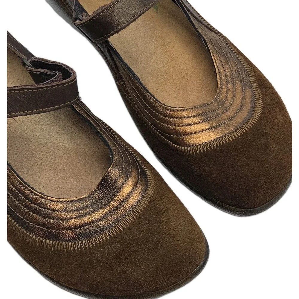 Naot Shoes Women Sz 39 US 8-8.5 Kirei Mary Jane Brown Suede Hook & Loop Comfort